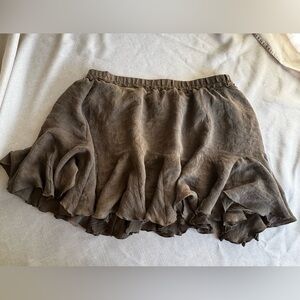 Brown Boho Flowy Ruffle Skort With Pocket Elastic Waist Size XL/L